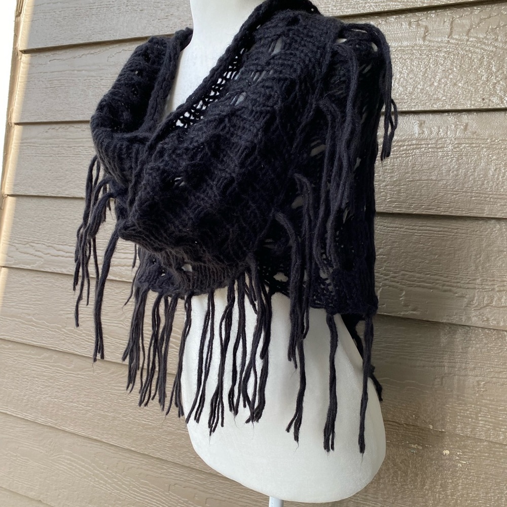 Triangle Shawl with Fringe, Bohemian Shoulder Wrap,